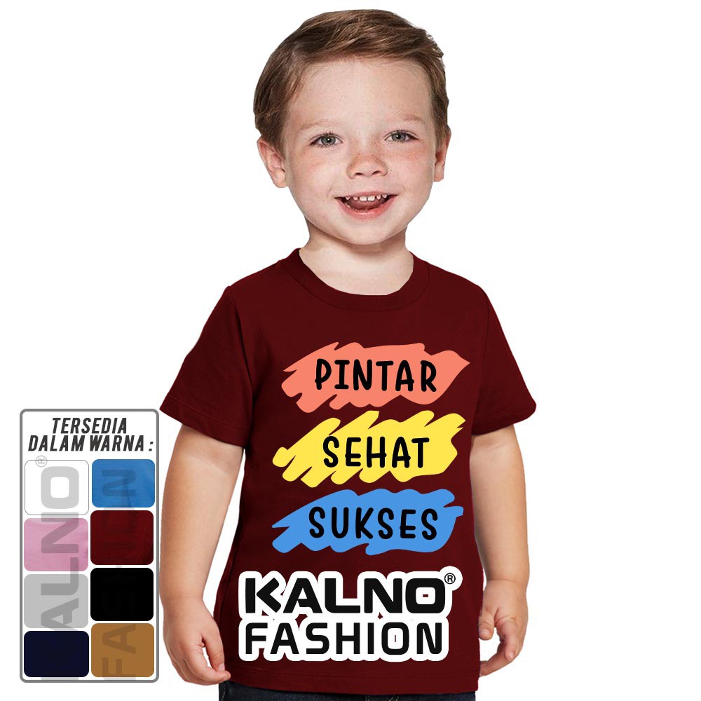 Baju Anak Print pintar sehat sukses 800 - Ukuran S M L XL Bahan Katun polyester