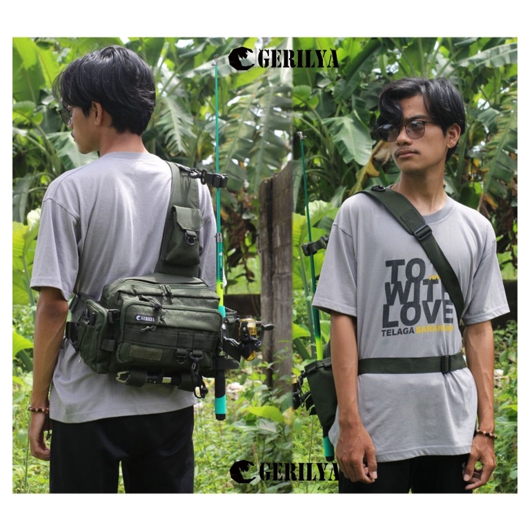 Tas Pancing  Selempang Tactical ARMY Multifungsi Fishing Bag Outdoors Tas Pria GERILYA M99