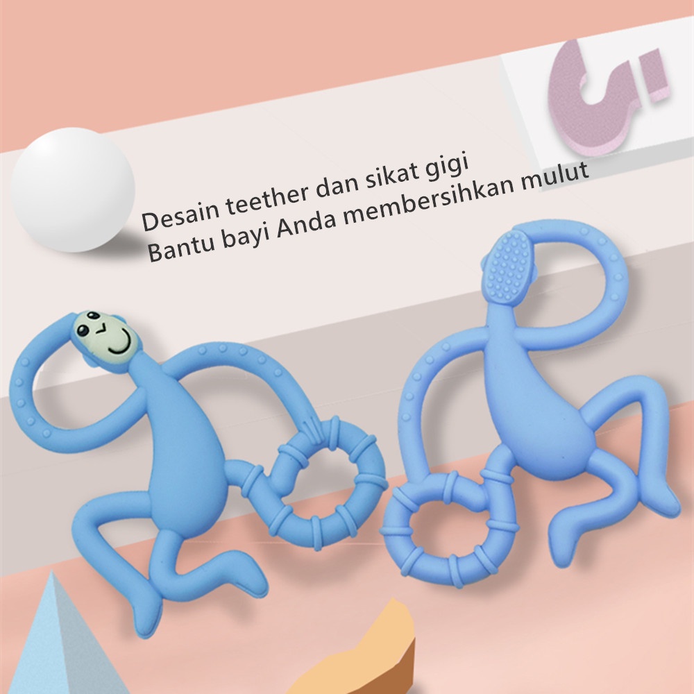 Aikoky Teether bayi/mainan gigitan bayi bahan silikon bentuk monyet menari