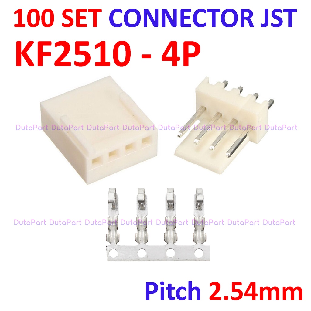 100 SET Connector JST KF2510 - 4P - Male Female Pin Kaki Lurus 2.54mm