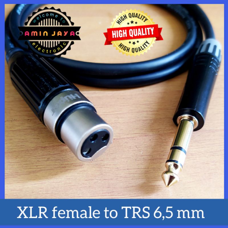 Kabel jack XLR female to jack TRS 6,5 akai stereo berkualitas