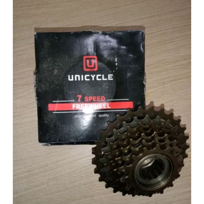 Gir Freewheel gear susun Sprocket 7speed Drat Ulir Merk Unicycle 7sp 14T-28T compatible Sepeda mtb federal seli folding bike lipat