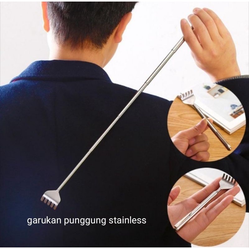 Alat Penggaruk Punggung Badan Stainless Garukan Tongkat Garuk Badan Punggung Tongkat Garuk Panjang