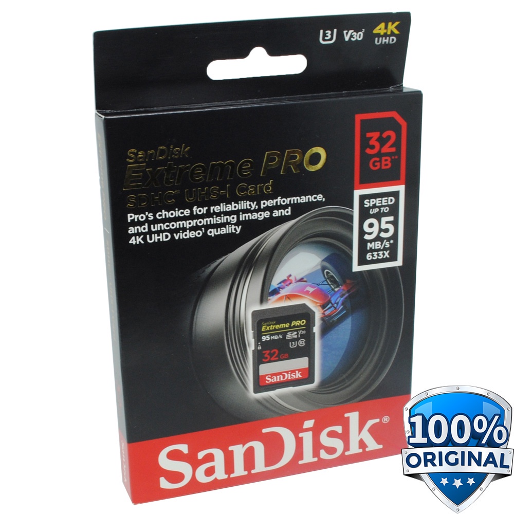 SanDisk Extreme Pro SDHC Card UHS-I U3 Class 10 4K (95MB/s) 32GB - SDSDXXG-032G