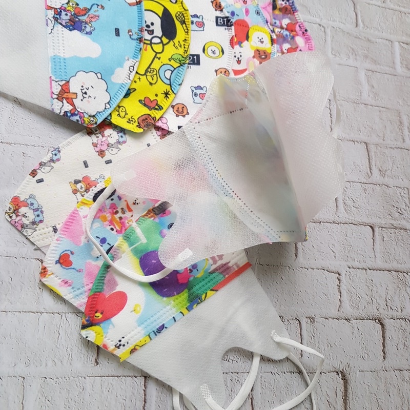 ENZ ® Masker Duckbill Anak BTS mix / Duckbil Anak Motif Karakter BT21 isi 50 1026