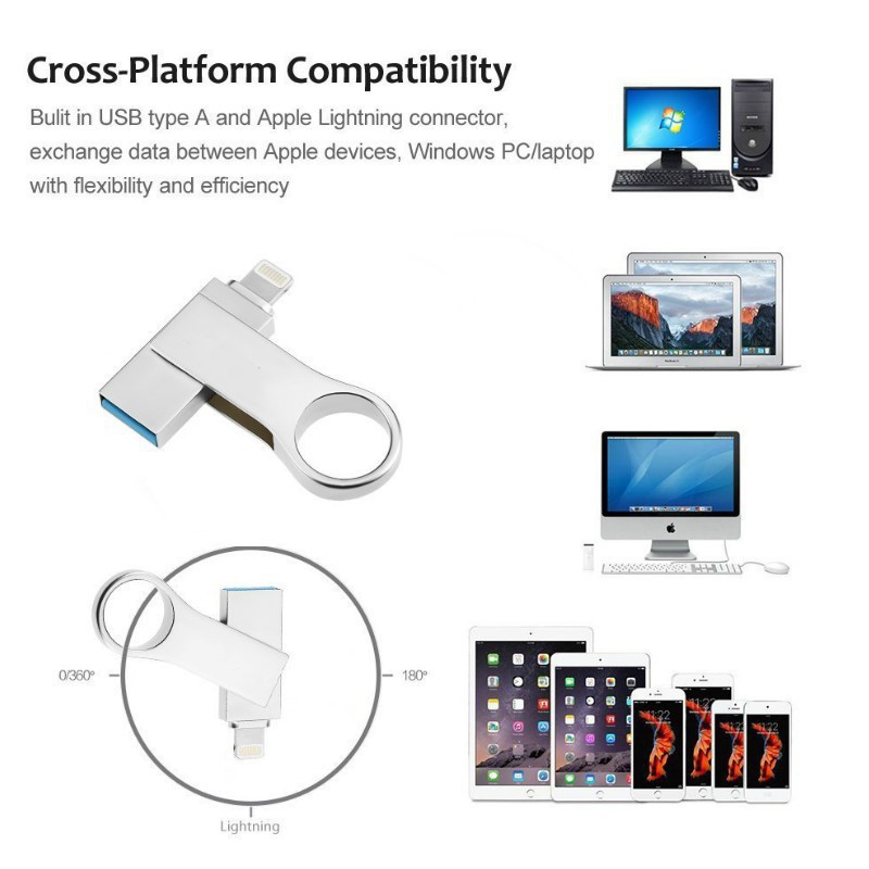 Flash Disk USB Bahan Metal Anti for Air untuk iPhone / iPod / ios11