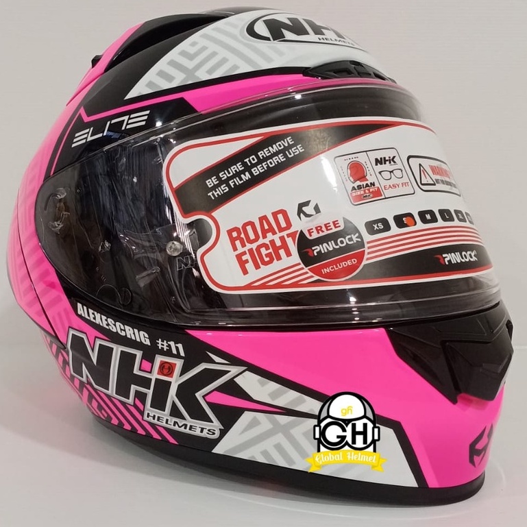 HELM NHK GP R TECH STREET ULTRA GP EDITION ALEX ESCRIG BLACK PINK GLOSSY