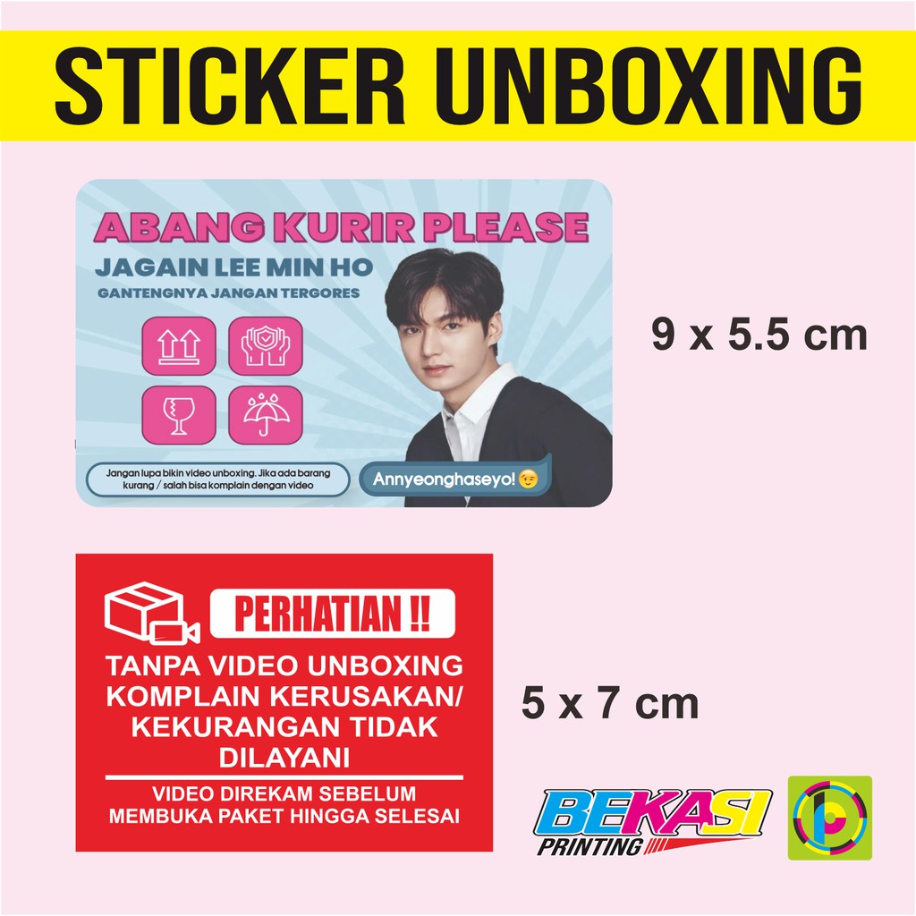 

Sticker Unboxing Lee Min Ho Peringatan Video Buka Paket Stiker Pengiriman Online Shop HARGA PER LEMBAR