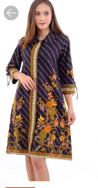 Benang Raja Tunik Batik Wanita Lengan Panjang Ukuran Jumbo 2xl 3xl 4xl 5xl