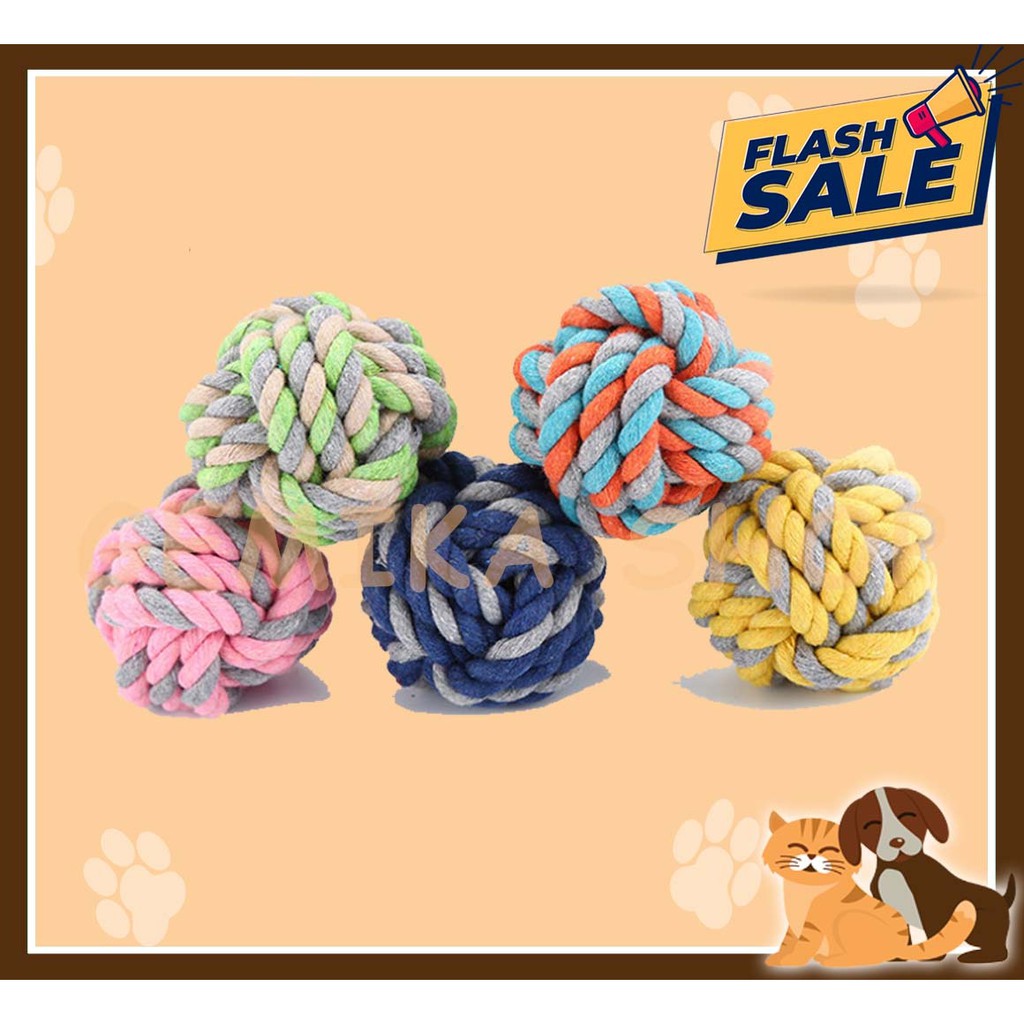 MAINAN ANJING KUCING BOLA COTTON ROPE BALL [ PET TOY ]