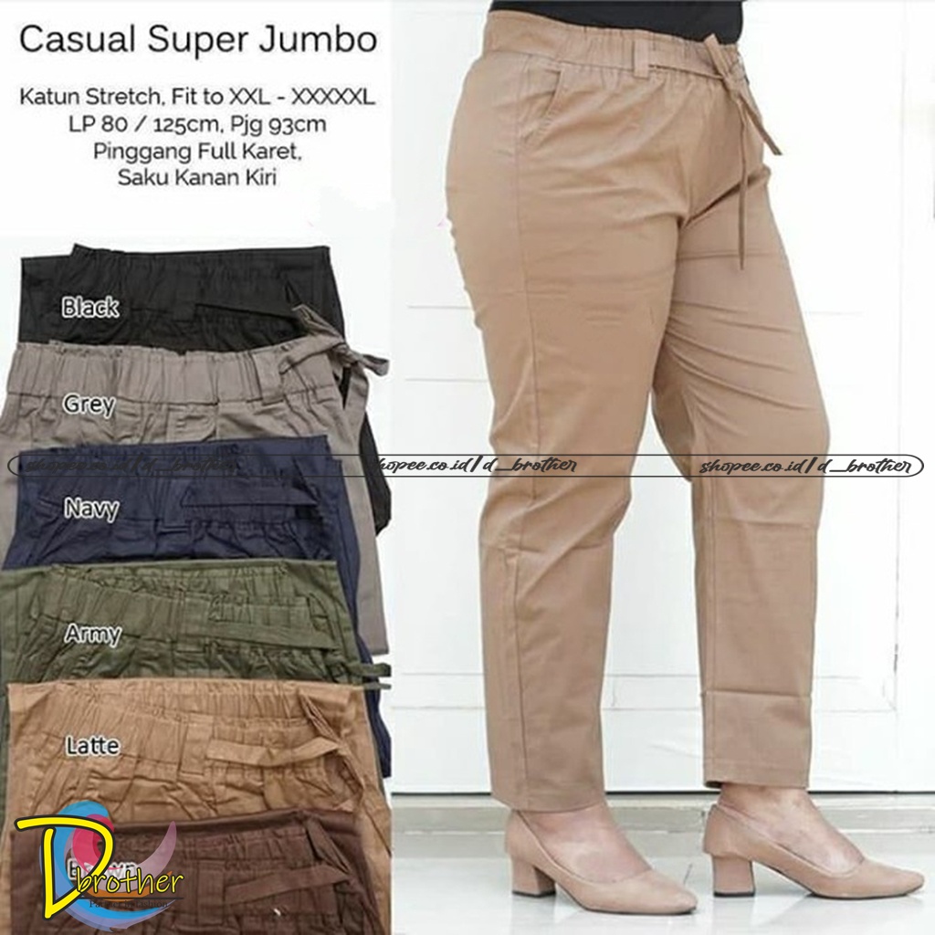 Baggy Pants Harem Katun Strecth Pinggang Tali SIZE JUMBO &amp; STANDART Baggy Pants Tali Katun Poplin