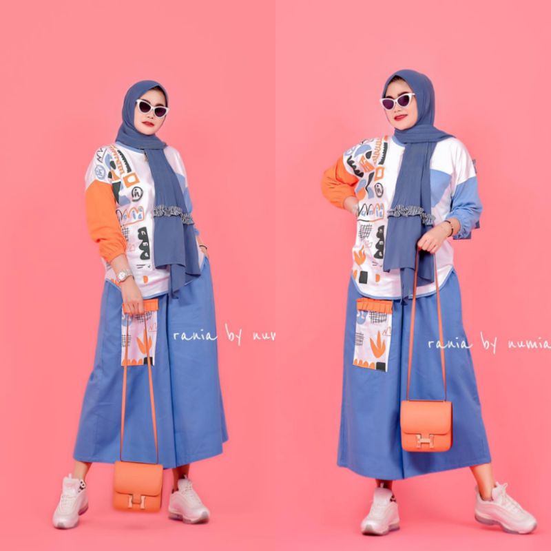 set celana kulot + atasan Rania by numia ori