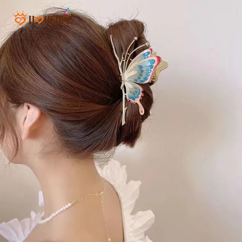 Aksesoris Jepit Rambut Ekor Kuda Model Butterfly Bahan Metal Untuk Wanita