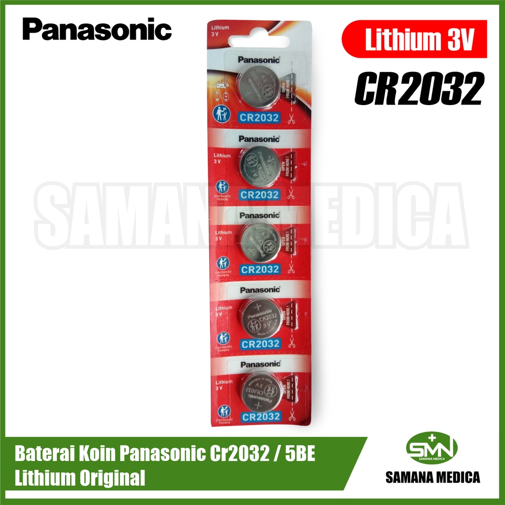 Baterai Kancing  ORIGINAL (harga per pc) Button Cell Battery CR2032 5BE Lithium Panasonic 3V Jam Tangan MURAH