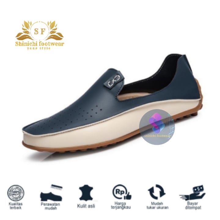 SHINICHI x CHOZY Sepatu Slip On Pria Sepatu Casual Pria Sepatu Kulit Syntetic Pria Sepatu Original S
