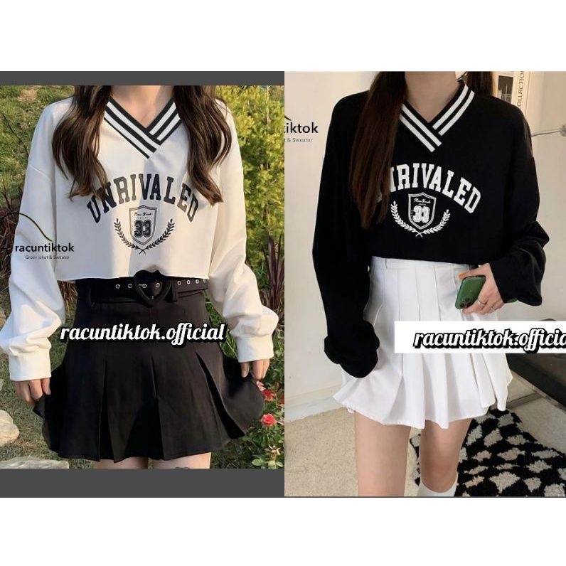 Sweater Crop Wanita Korean Style - Sweater Unrivaled Sweatshirt Crop - Sweater