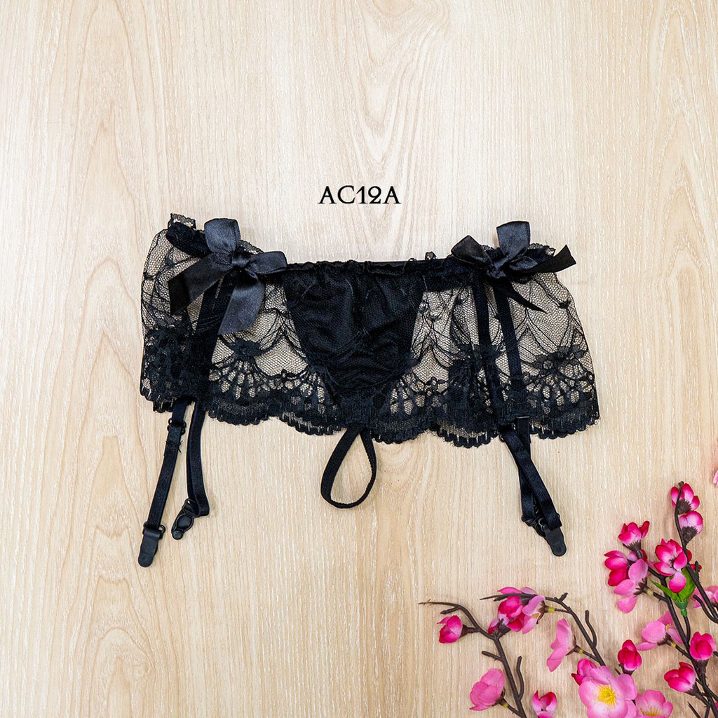 [PRODUK TERBATAS] GARTER BELT SABUK PAHA SEXY LINGERIE LACE HITAM AC12A