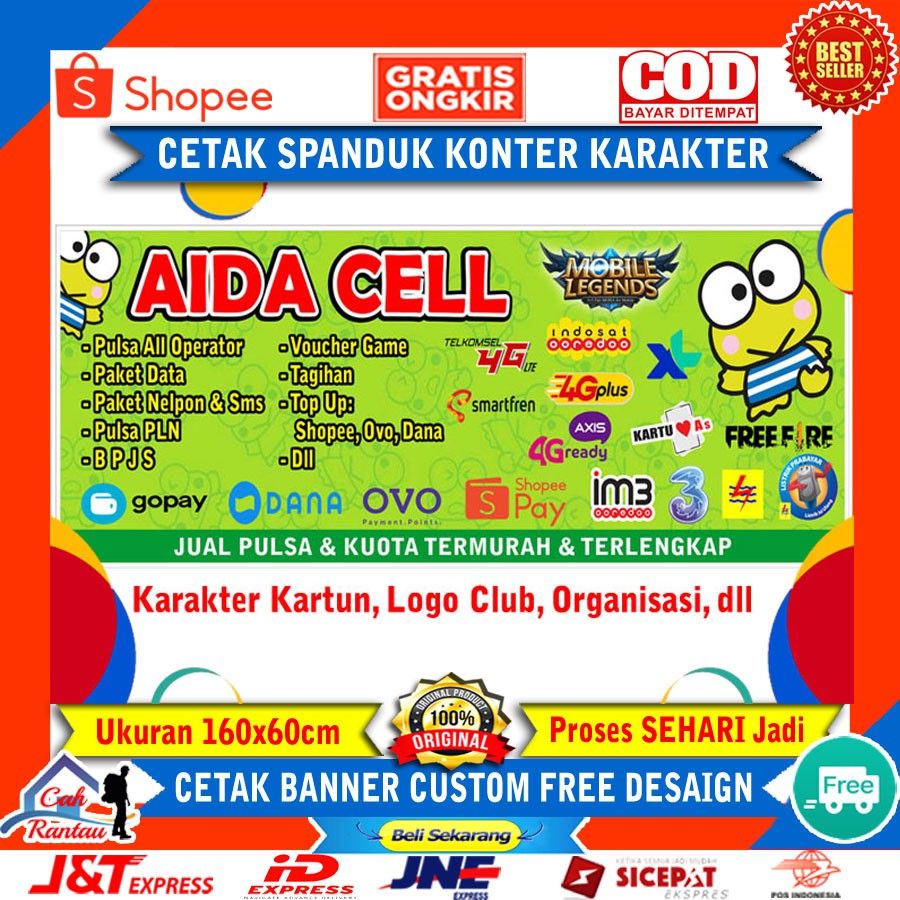 Print Cetak Banner Flag Murah Spanduk Custom Baliho Konter HP Warung Toko Pulsa Karakter Custom