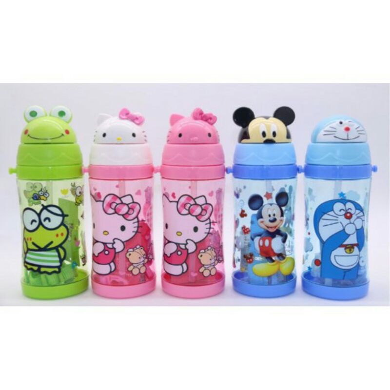 botol minum anak lucu mickey keropi kodok hellokitty hk doraemon cod grosir