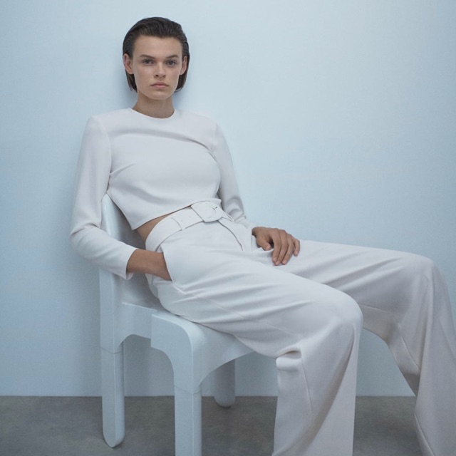 (ORI) Zara Crop Top with Shoulder Pads / Zara Long Sleeve Top / Atasan Lengan Panjang Zara