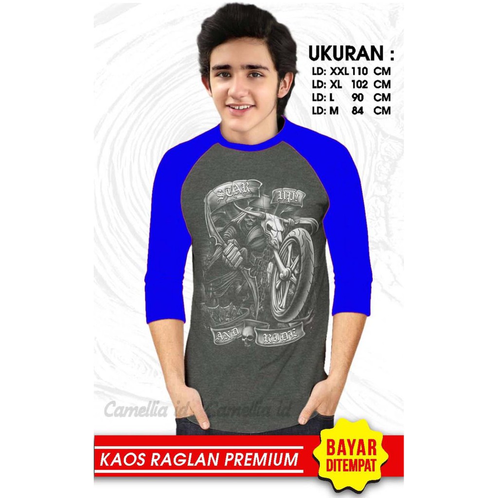 Kaos Raglan (STAR UP)/Kaos Pria Lengan 3/4/ Kaos Pria/ Kaos Cowok/ Kaos Oblong/Misty/Kaos