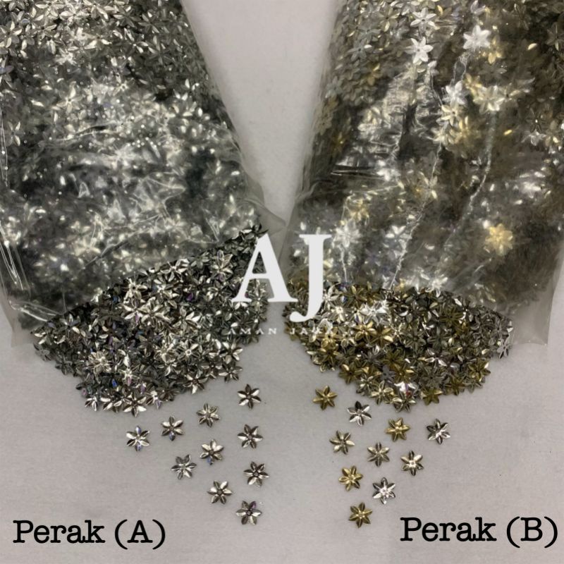 Payet Ramboci Bunga Melati Manik Metalik Perak Silver