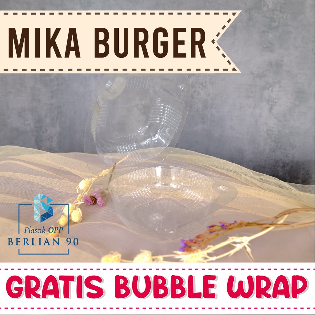 Mika Roti Burger Hambuger Buah Potong Plastik 10 x 10 cm Tebal / Plastik Mika Kue Bolu Termurah