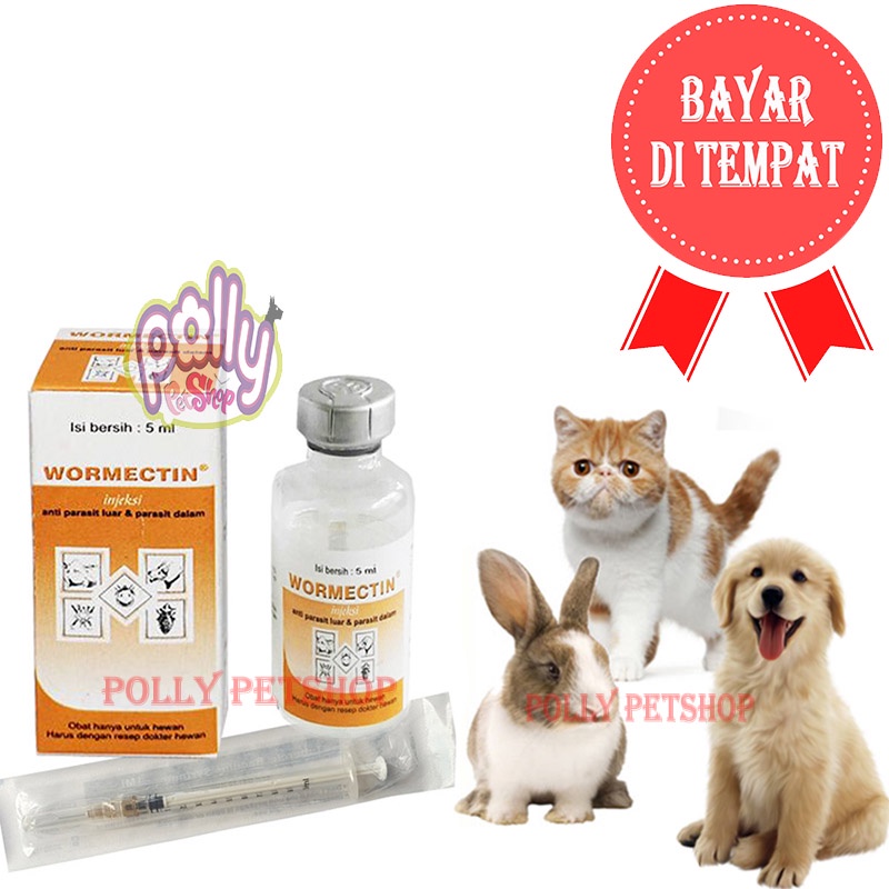 WORMECTIN OBAT JAMUR KUCING SCABIES KELINCI KORENG ANJING FREE INJEKSI - 5 ML