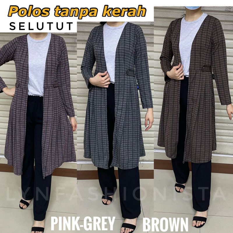 LYNFASHIONISTA-KARDIGAN WANITA PANJANG MUSLIM MOTIF KOTAK PREMIUM/OUTER WANITA MURAH/YUREZA