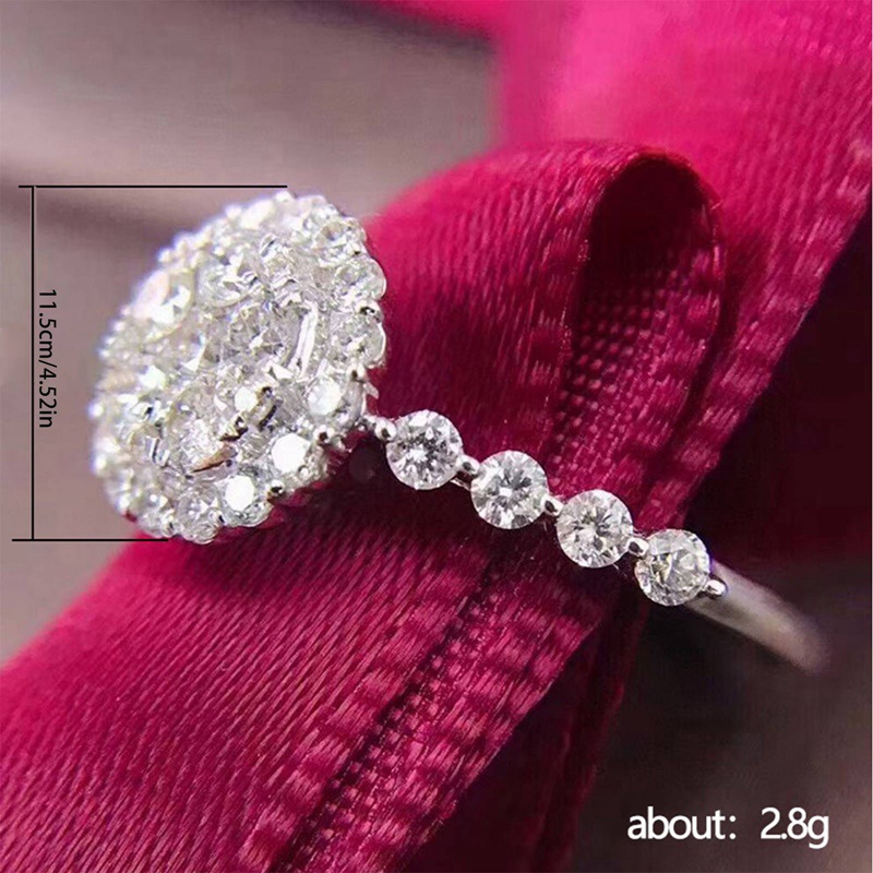 Fancyqube Cincin Cubic Zirconia Warna Putih Bling-Bling Untuk Wanita