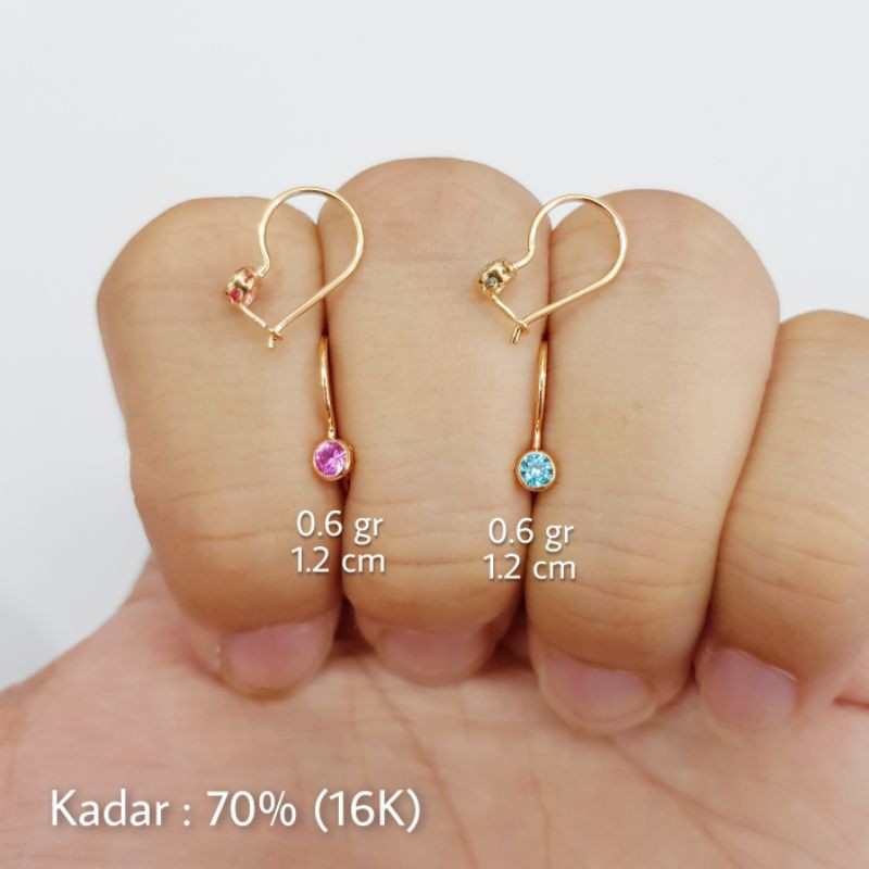 ANTING EMAS MATA PINK & ANTING EMAS MATA BIRU MUDA KADAR 70% (16K) - 7A