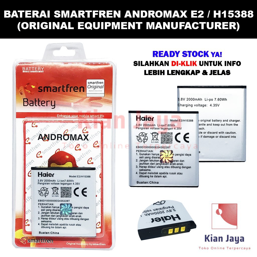 Baterai Handphone Smartfen Andromax E2, H15388 Original OEM Batrai Batre Battery