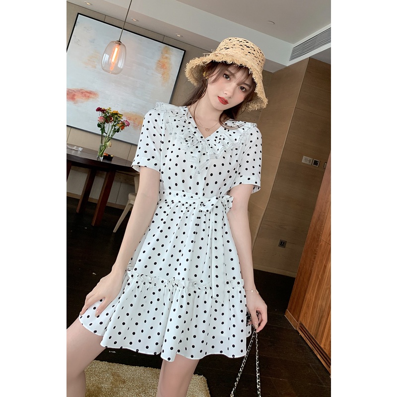 【Rozen】French Lace V-neck Polka Dress 2197 [S-XL]