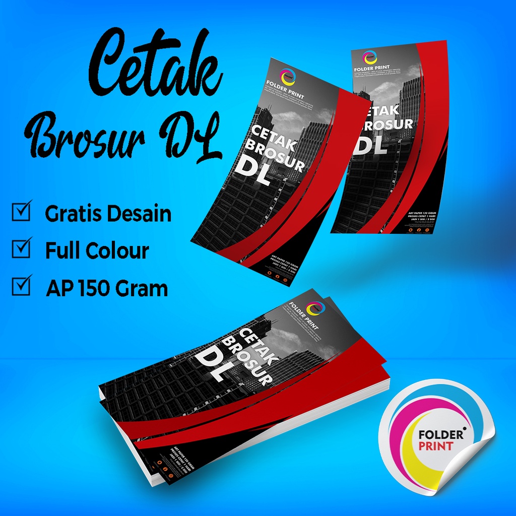 Cetak Brosur DL Flyer Leaflet Art Paper Murah Free Design