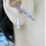 Anting Jepit Perak Asli 925 fashion wanita dewasa mata 5 zircon full kilah / Anting Silver  Wanita