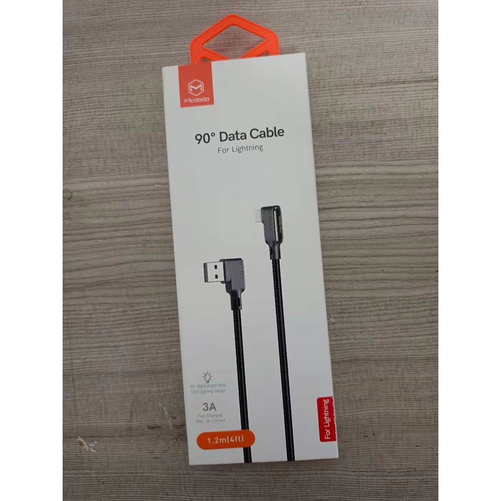 MCDODO Kabel Charger Lightning Braided L Shape 3A 1.2 Meter - CA-7510 - Black