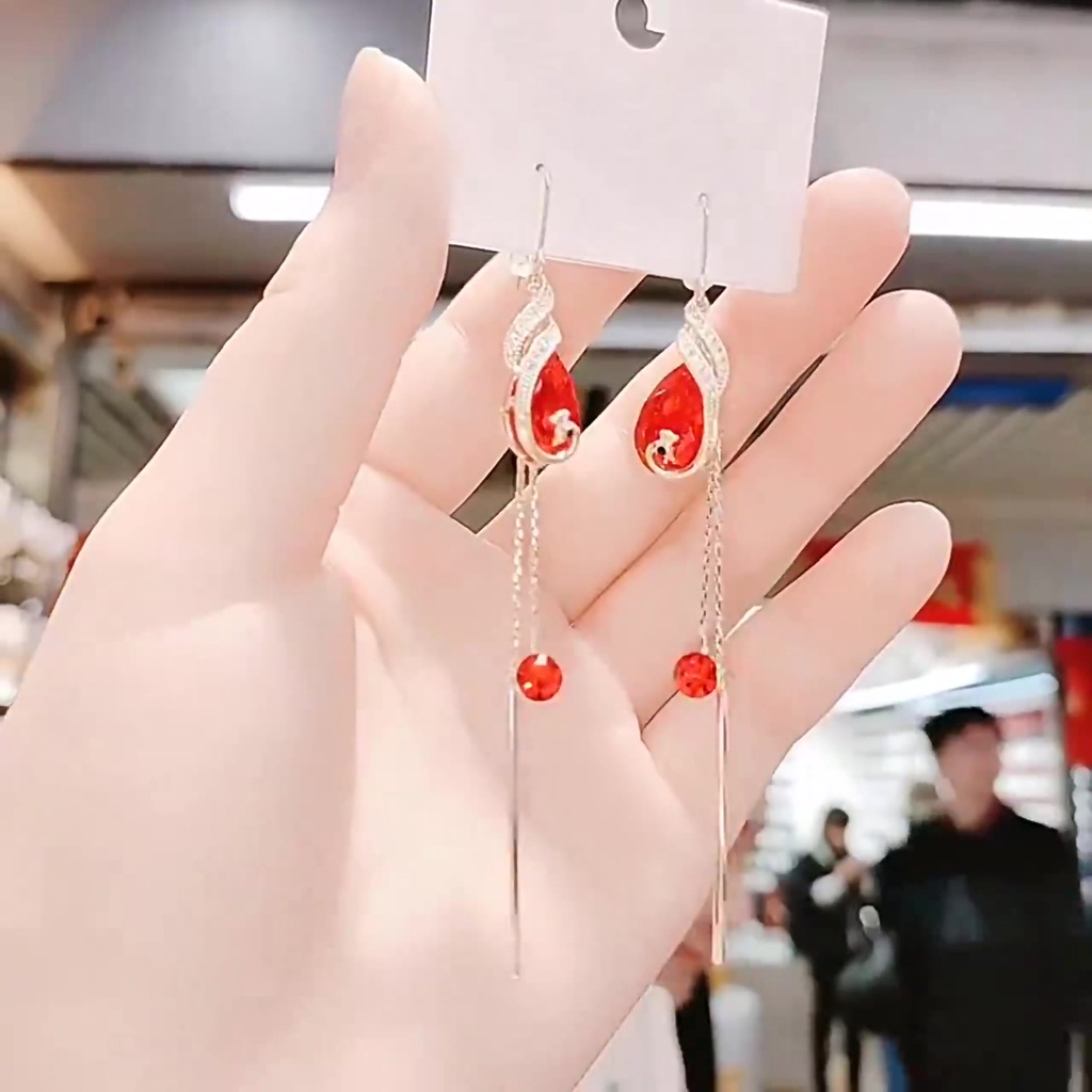 Hu Hu Hu Hu Hu Alat Bantu Pasang Kacamata♡ 1 Pasang Anting Juntai Bentuk Merak Untuk Kencan