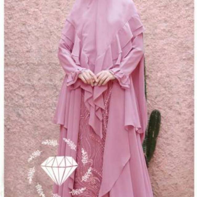 MAYRA GAMIS SYARI BAHAN MOSCREPE DAN CERUTY HQ M L XL