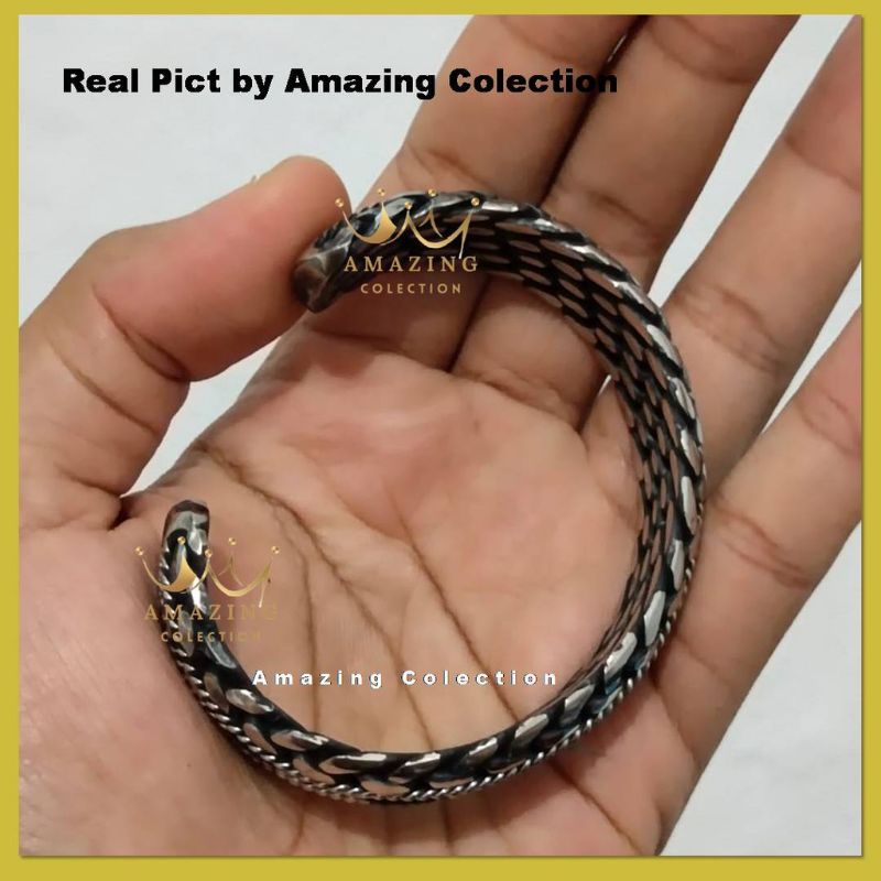 GELANG SULTAN  / GELANG BESI PUTIH ASLI SORONG PAPUA ANTI KARAT BENTUK ANYAMAN DAN POLOS BISA COD