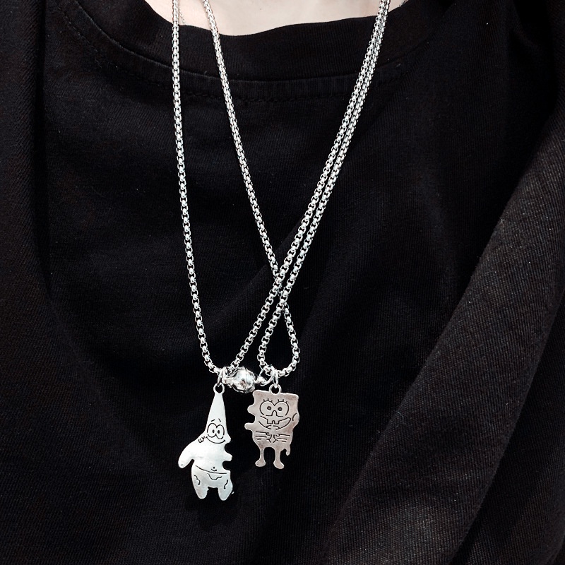 Magnetic pasangan kalung pria dan wanita satu pasang spons bayi hisap bintang liontin TikTok gaya ya