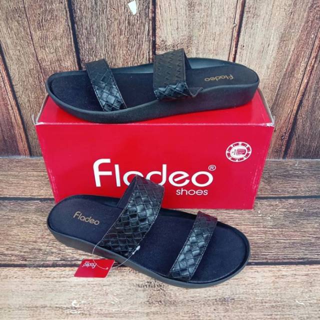 SANDAL SLIP WANITA (Fladeo) HITAM - FO19 | SANDAL WANITA SLIP SANDAL | SANDAL WANITA MURAH