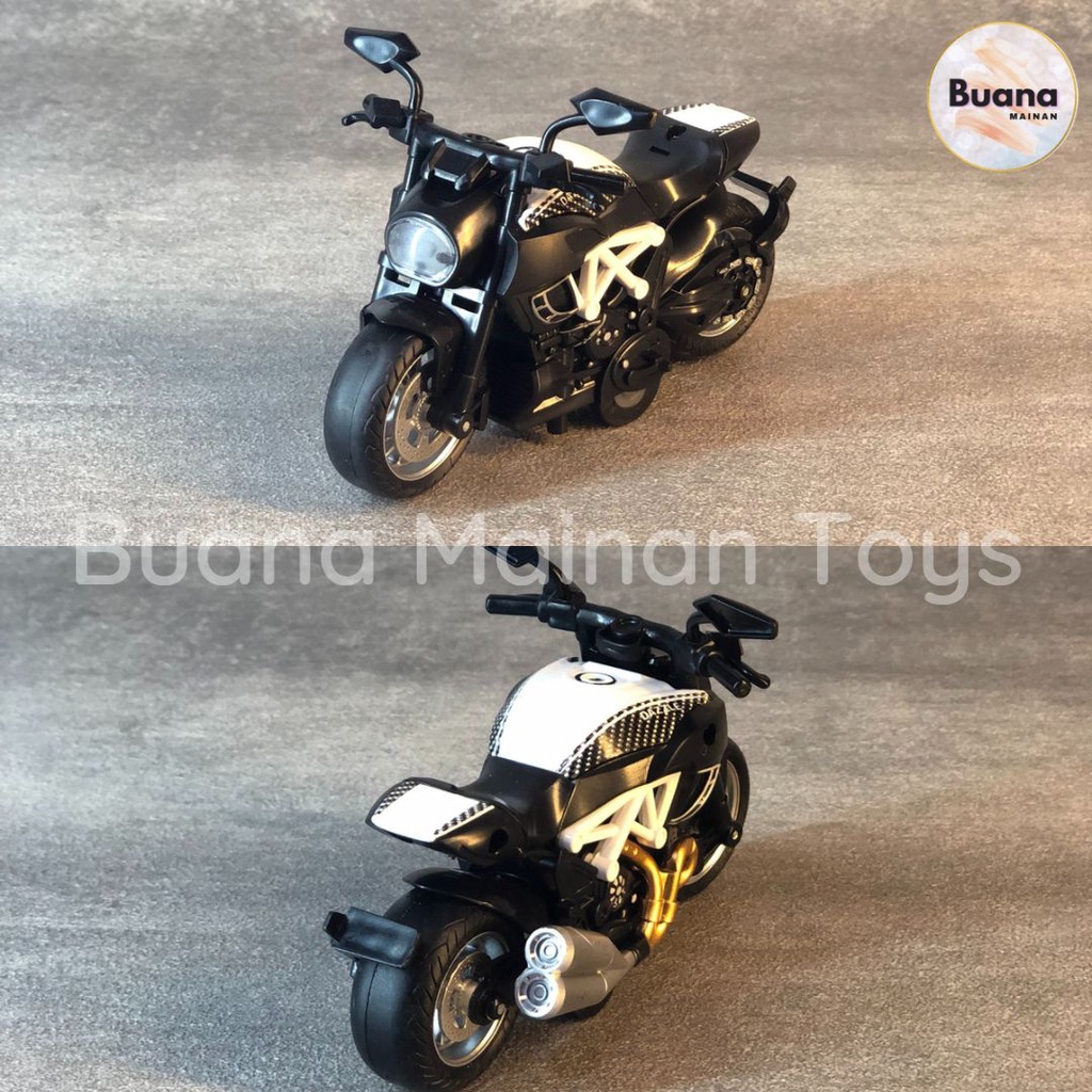 DIECAST SEPEDA MOTOR MODEL SPORT MAINAN ANAK PULLBACK LAMPU SUARA