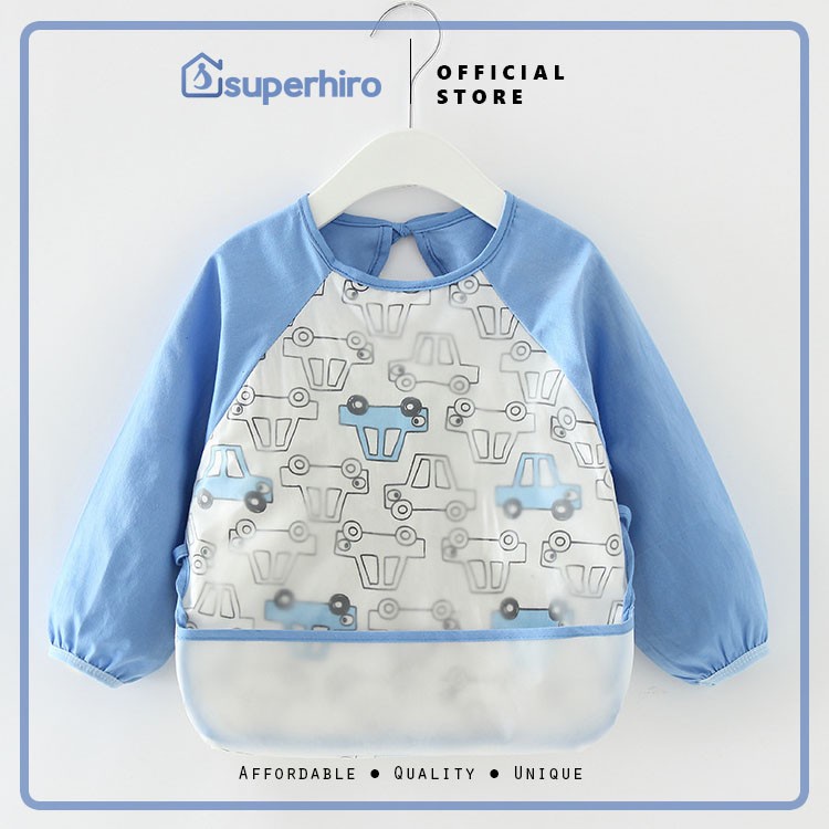 Waterproof Cape Bibs Animal Ears Slaber Bib Long Sleeve Baju Panjang