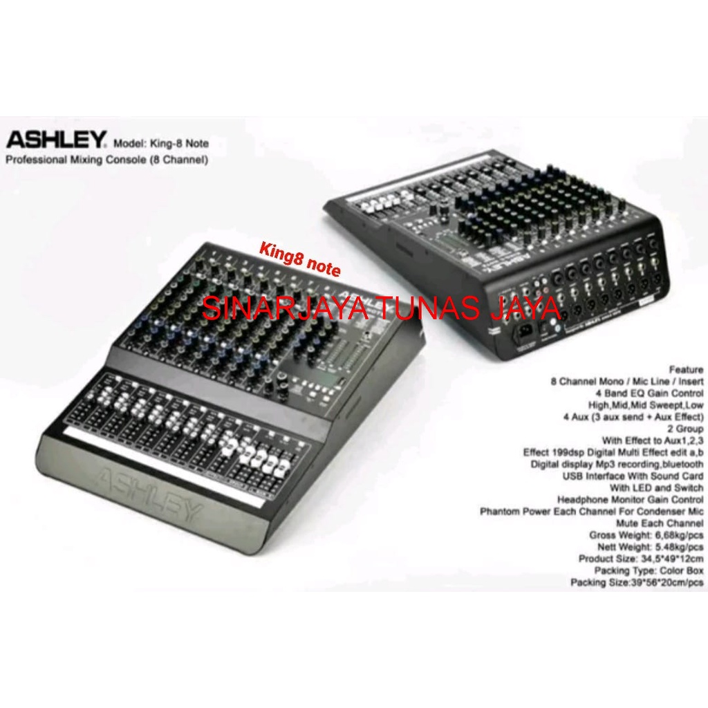 Mixer Ashley King 8 Note Original 8 Channel Interface USB - Bluetooth BISA CONNECT KOMPUTER NEW KING8NOTE