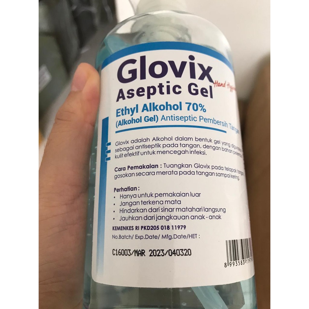 GLOVIX ASEPTIC GEL ANTISEPTIC ETHYL PEMBERSIH TANGAN 500 ML