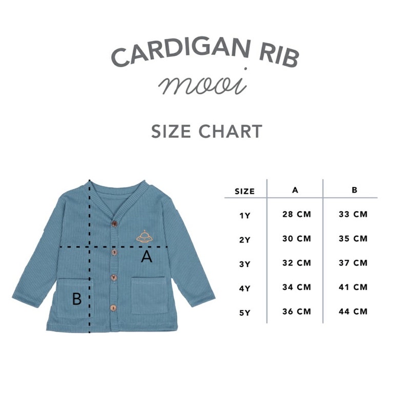 Mooi CARDIGAN RIB KIDS Unisex / Cardigan Anak Rib NEW