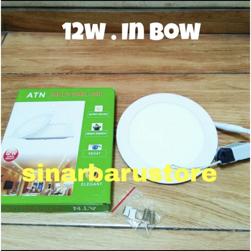 Lampu LED Panel "ATN" 12 Watt Bulat In Bow (IB) Putih