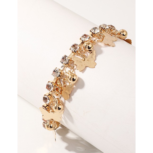 LRC Gelang Tangan Fashion Golden Diamond Ball Butterfly Bracelet D81694