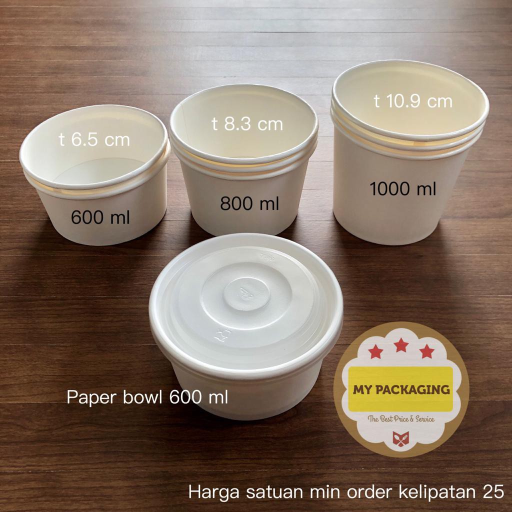 Paper Rice Bowl 600ml TEBAL / mangkok baso / mangkok es