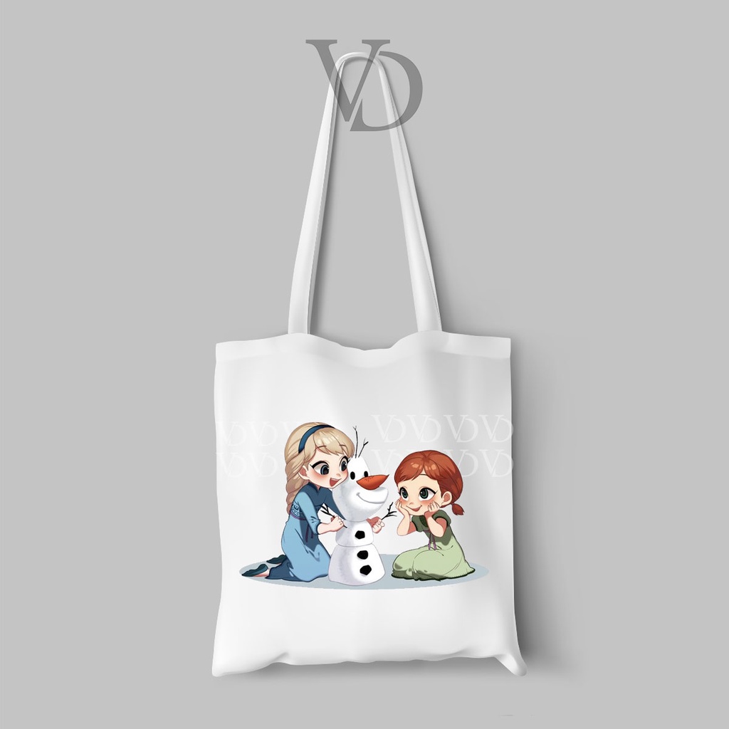 tote bag kanvas disney / totebag canvas frozen / tas anak lucu / tas elsa anna